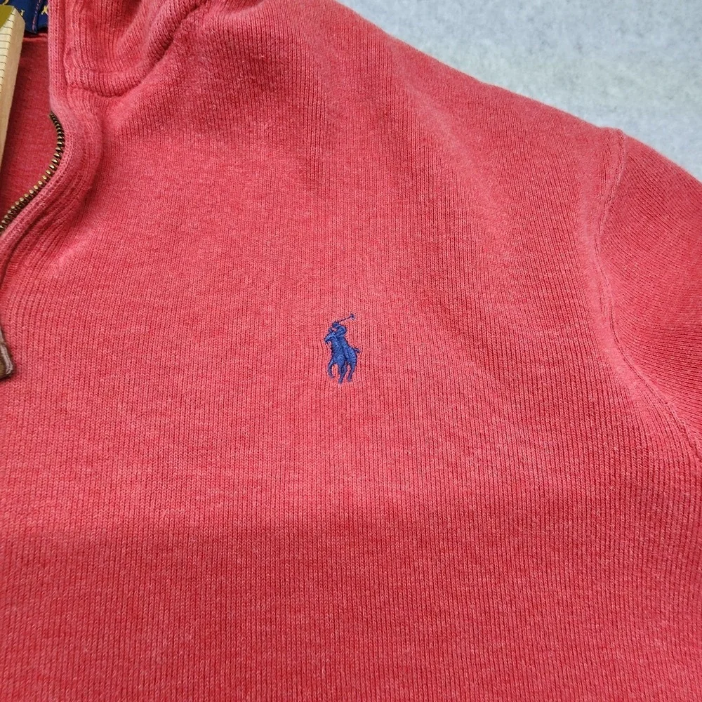 Polo Ralph Lauren Quarter Zip Pullover Sweater Mens XL Red Cotton Knit Pony